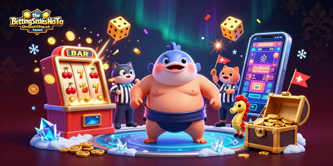 the BettingSitesNotOnGamStop.uk team celebrates with explosive casino winnings amidst vibrant underwater scenes