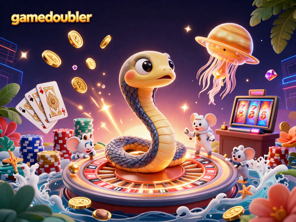Engage with gamedoubler's cosmic casino scene featuring playful astronaut mice betting on Saturn's rings.