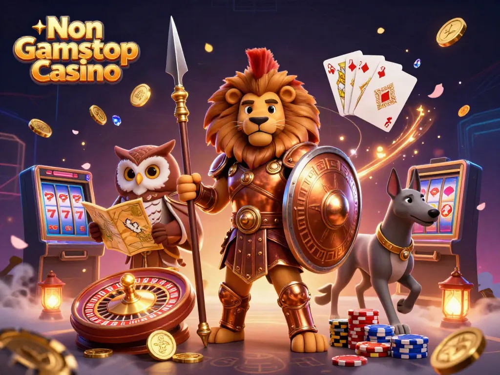 Explore dynamic action at a Non Gamstop Casino with charming characters and casino elements.