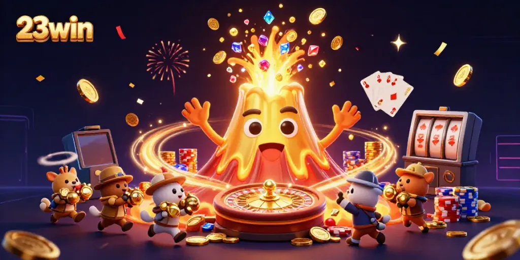Experience winning moments with vibrant treasures and games in 23win's colorful casino atmosphere.