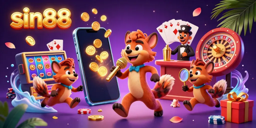Experience the exciting atmosphere of sin88 with hyenas bringing fun to a casino setting filled with games and laughter.