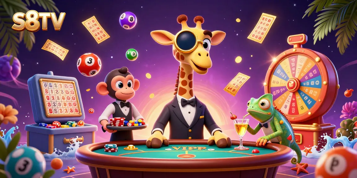 Experience the excitement of S8TV with vibrant 3D characters in a dynamic casino scene.