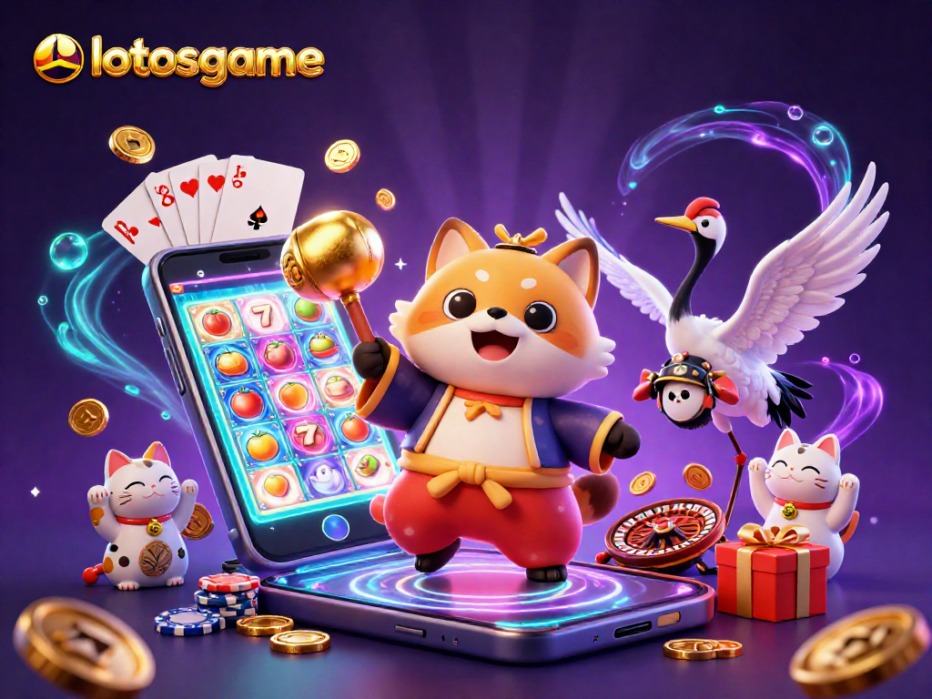 Experience thrilling wins with lotosgame as tanuki and friends celebrate lucky moments in a vibrant casino scene.