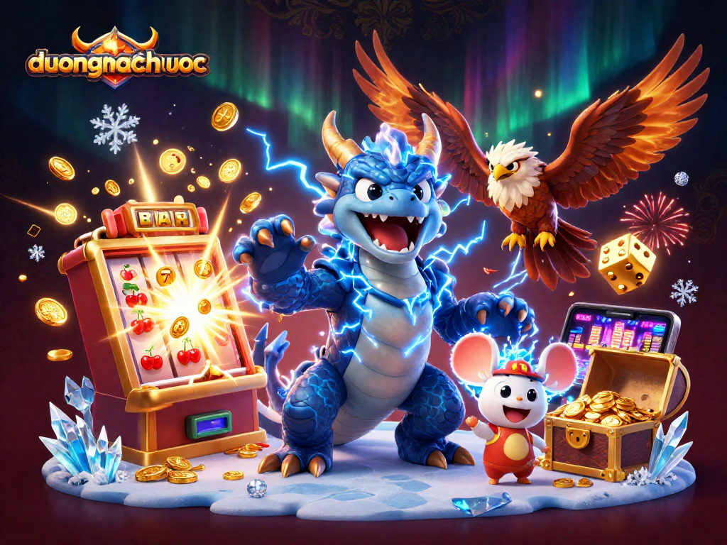 Experience duongmatchuoc with an electrifying 3D dragon slot machine scene featuring vibrant casino elements.