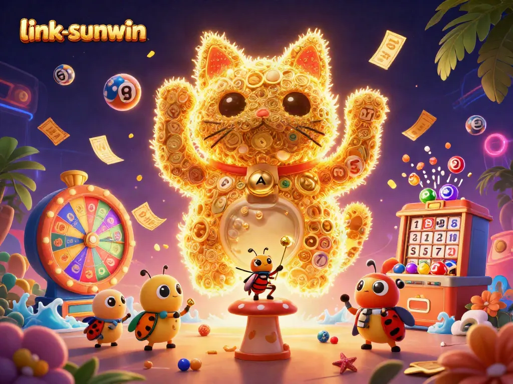 Engage with link-sunwin's vibrant casino universe filled with golden fireflies and dynamic gaming elements