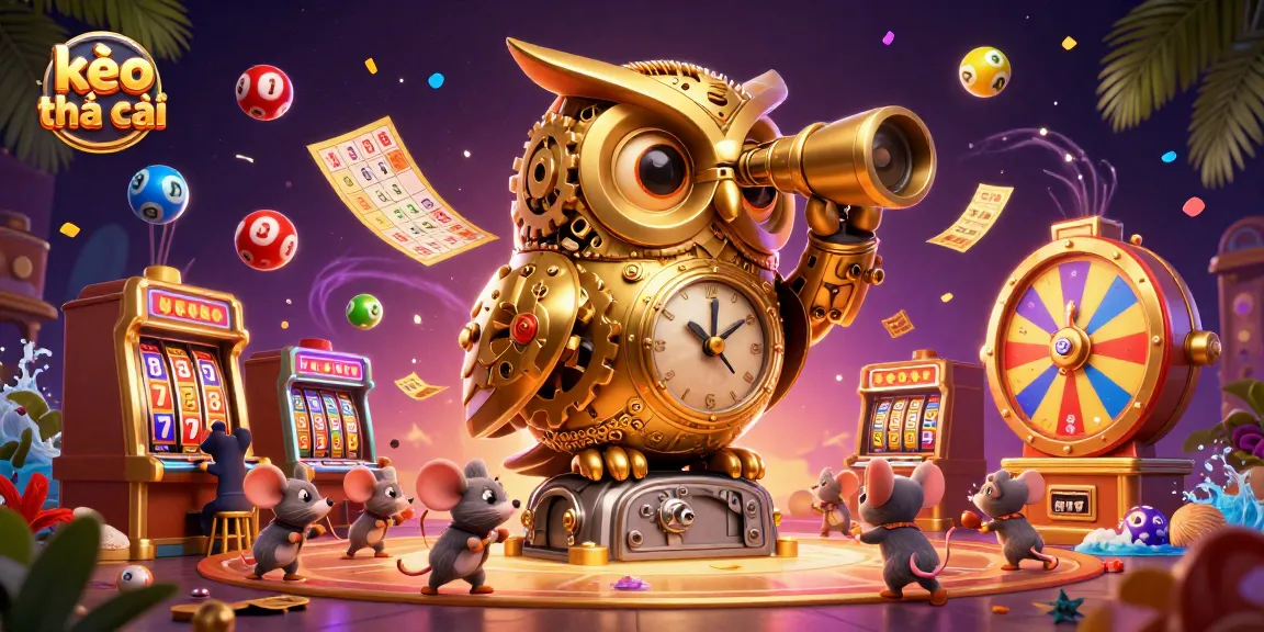 Engage in kèo nhà cái excitement with colorful casino elements in this 3D digital illustration.