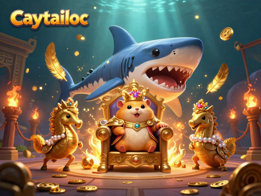 Engage with the caytailoc jackpot adventure in this vibrant, dynamic underwater royalty scene.