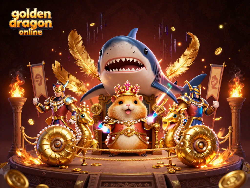 Experience thrilling gameplay with golden dragon online in this vibrant, detailed illustration.