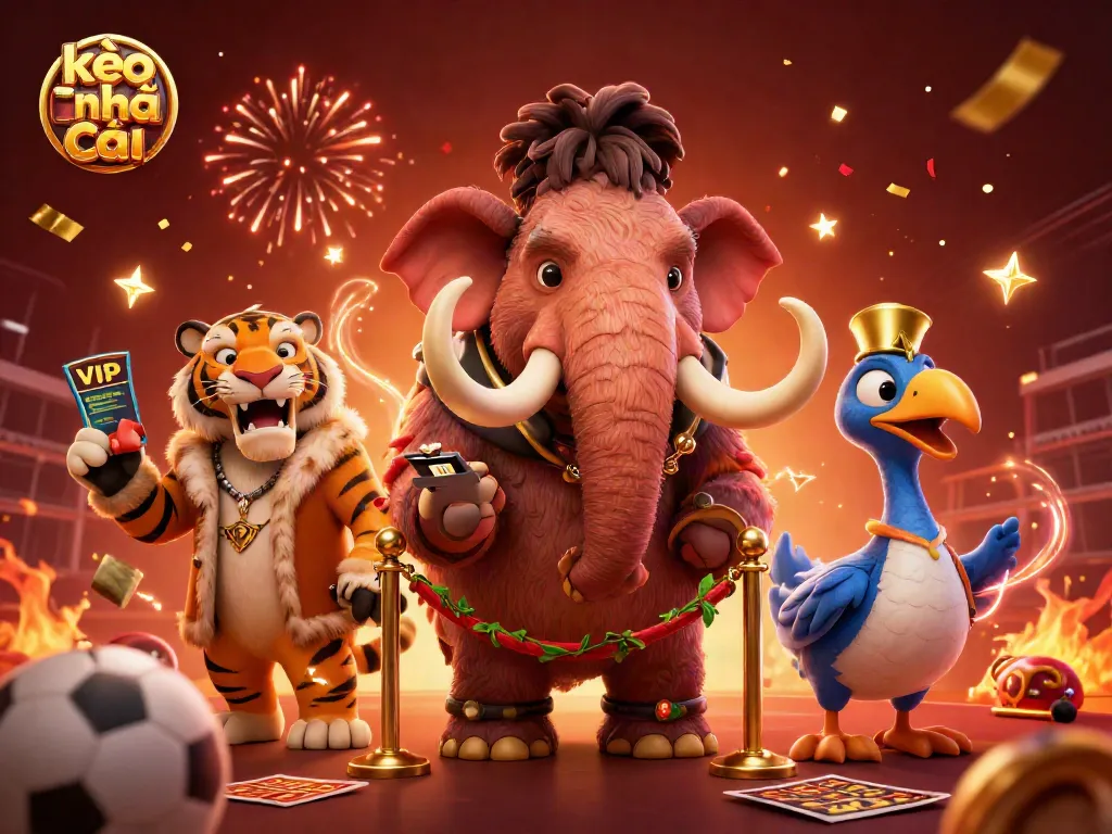 Experience exciting kèo nhà cái action with dynamic 3D characters and vibrant sports betting elements.