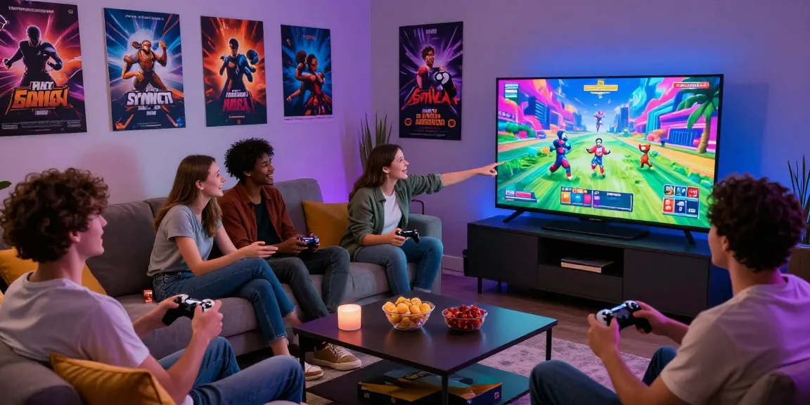 Group enjoying a lively porn game session in a cozy living room