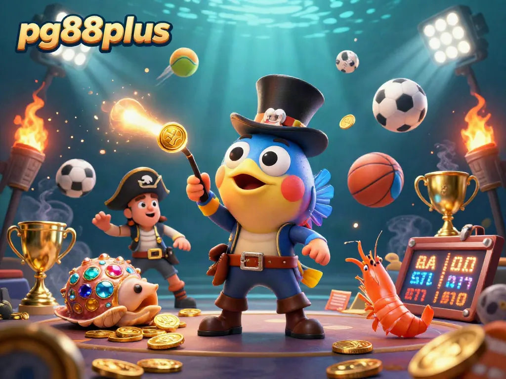 Catch golden coins with pg88plus in an exciting underwater casino adventure featuring playful sea creatures.