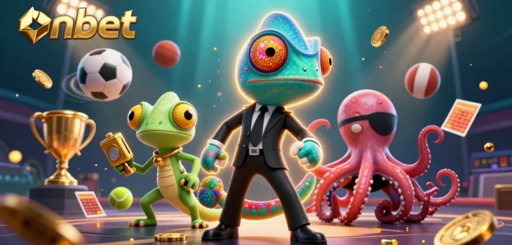 Experience onbet's unique gaming adventure with our dynamic, colorful casino-inspired illustration.