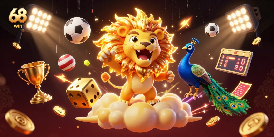 Experience thrilling gaming with 68win's vibrant scenes of online betting and sports action.