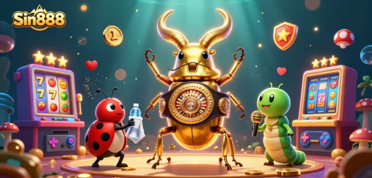 Engage with Sin888 in this immersive slot machine showdown featuring colorful characters and dynamic gaming elements.
