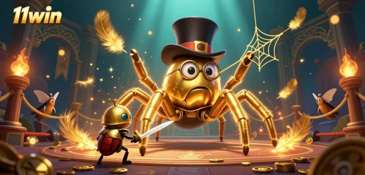 Experience thrilling gameplay at 11win with iconic characters in an enchanting casino scene.