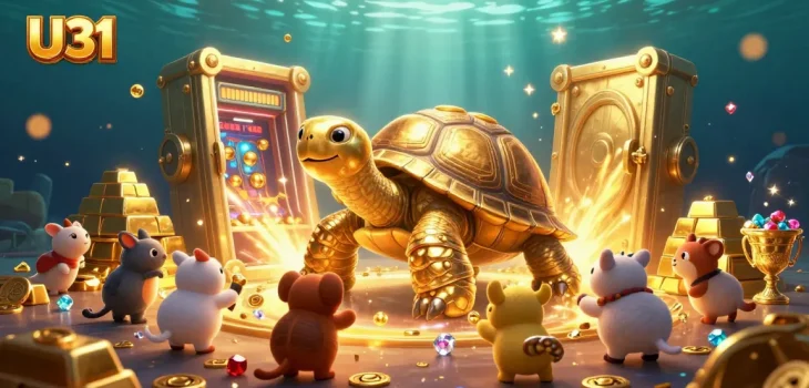 Play exciting games at U31 with a colossal tortoise pinball machine and shimmering treasures.