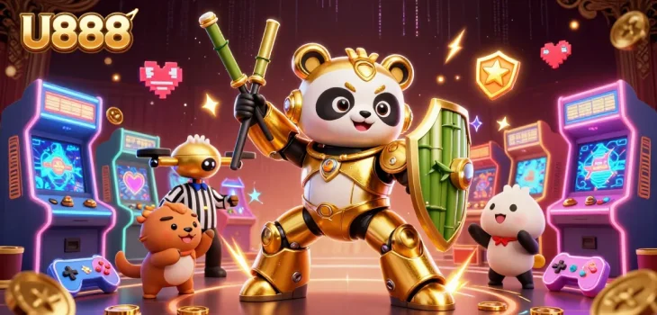 U888 offers an interactive 3D gambling experience with vibrant game machines and characters.
