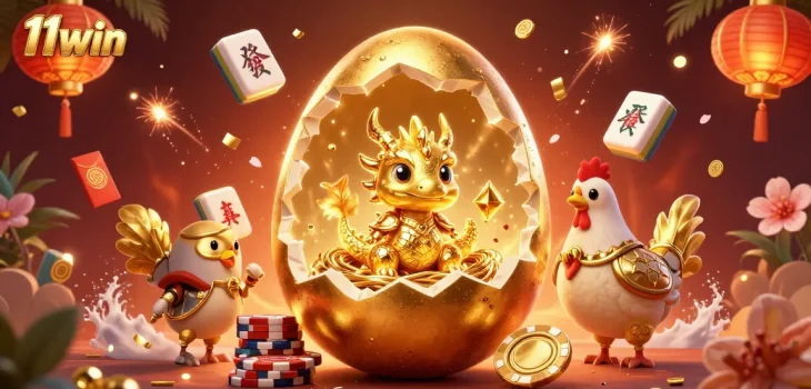 Engage with thrilling entertainment at 11win featuring a golden dragon and poker chips.