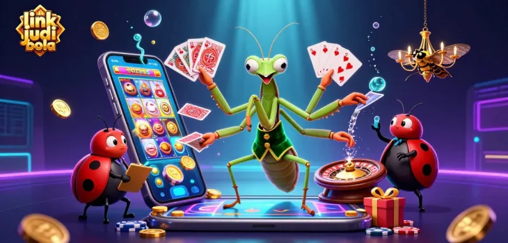 Experience exciting betting action with link judi bola as a giant mantis card sharp showcases various gaming elements.