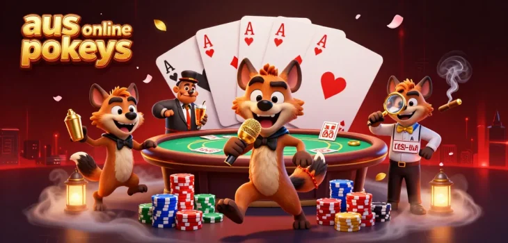 Experience the excitement of aus online pokies with hyenas running a vibrant casino scene.